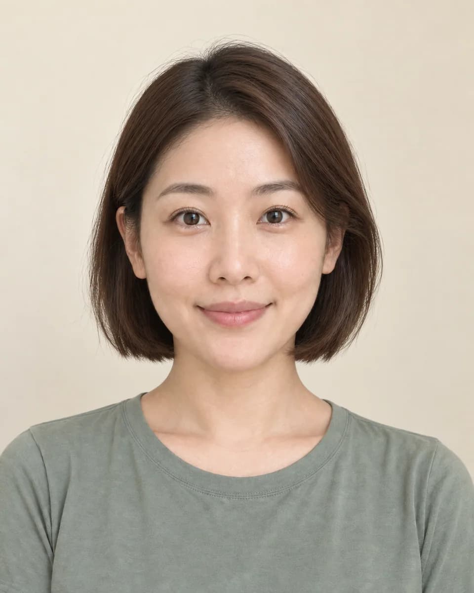 AI Hairstyle Changer comparison of one woman before and after a chin-length bob preview result
