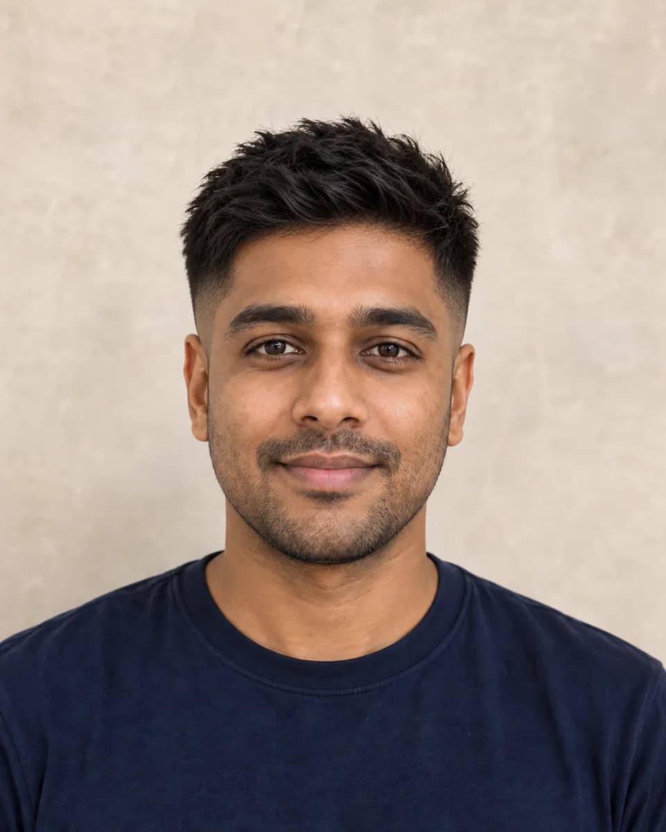 AI Hairstyle Changer comparison of one man before and after a low fade haircut preview result