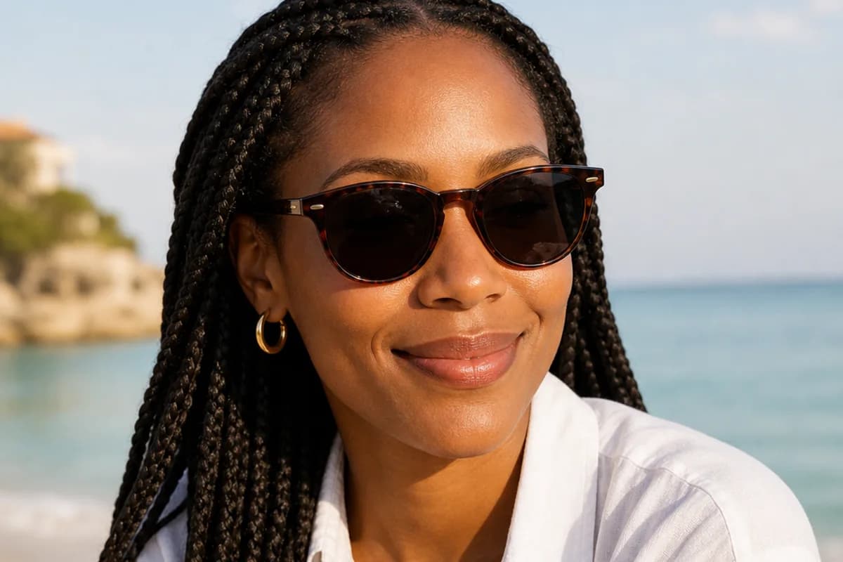 Remove Sunglasses from a Vacation Photo before