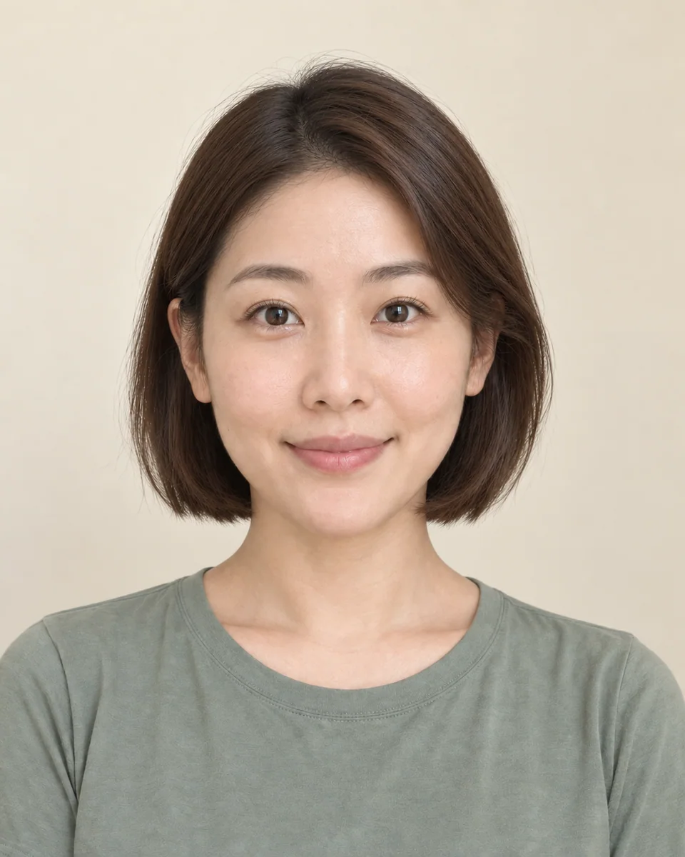 Same woman after a chin-length French bob preview