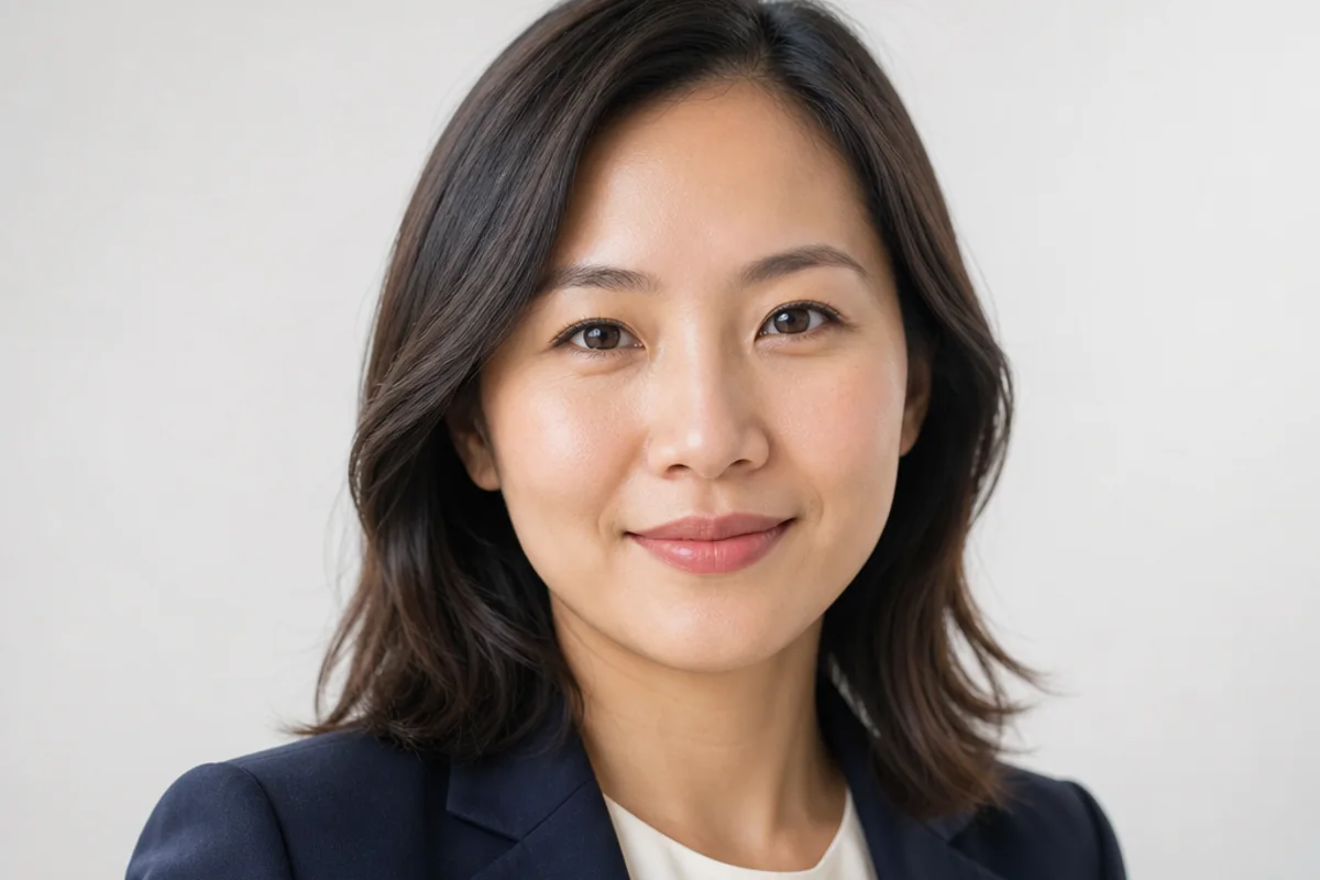 Remove Glasses AI result showing a professional portrait without eyeglasses