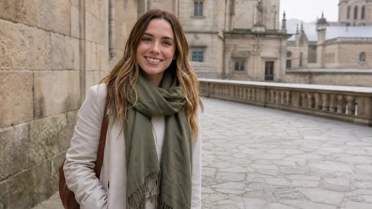 Travel portrait before and after an unwanted background person is removed